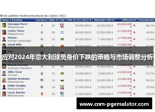 应对2024年意大利球员身价下跌的策略与市场调整分析