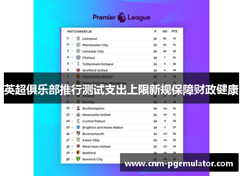 英超俱乐部推行测试支出上限新规保障财政健康